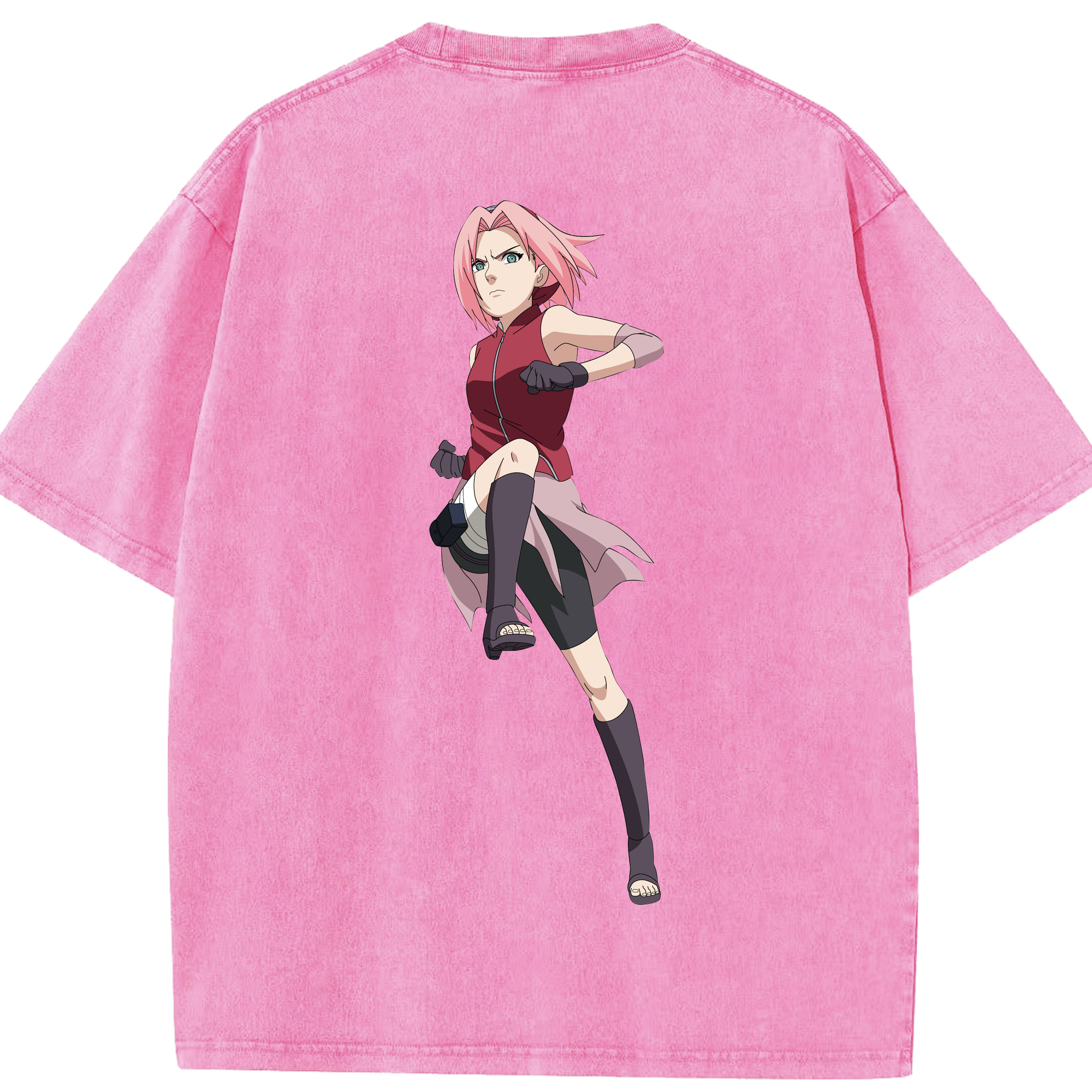 （画像用） NARUTO -ナルト- 春野サクラ Haruno Sakura 綿100% ヴィンテージ風 半袖Tシャツ（背面プリント）
